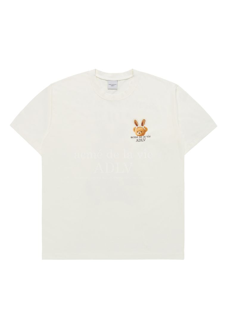 Rabbit Bear Doll Logo Short Sleeve T-Shirt Cream