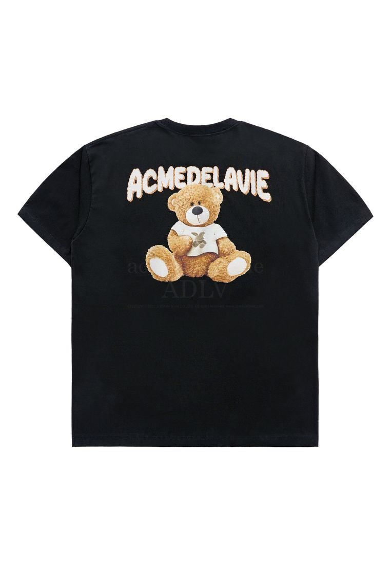 Rabbit T-Shirt Bear Short Sleeve T-Shirt Black