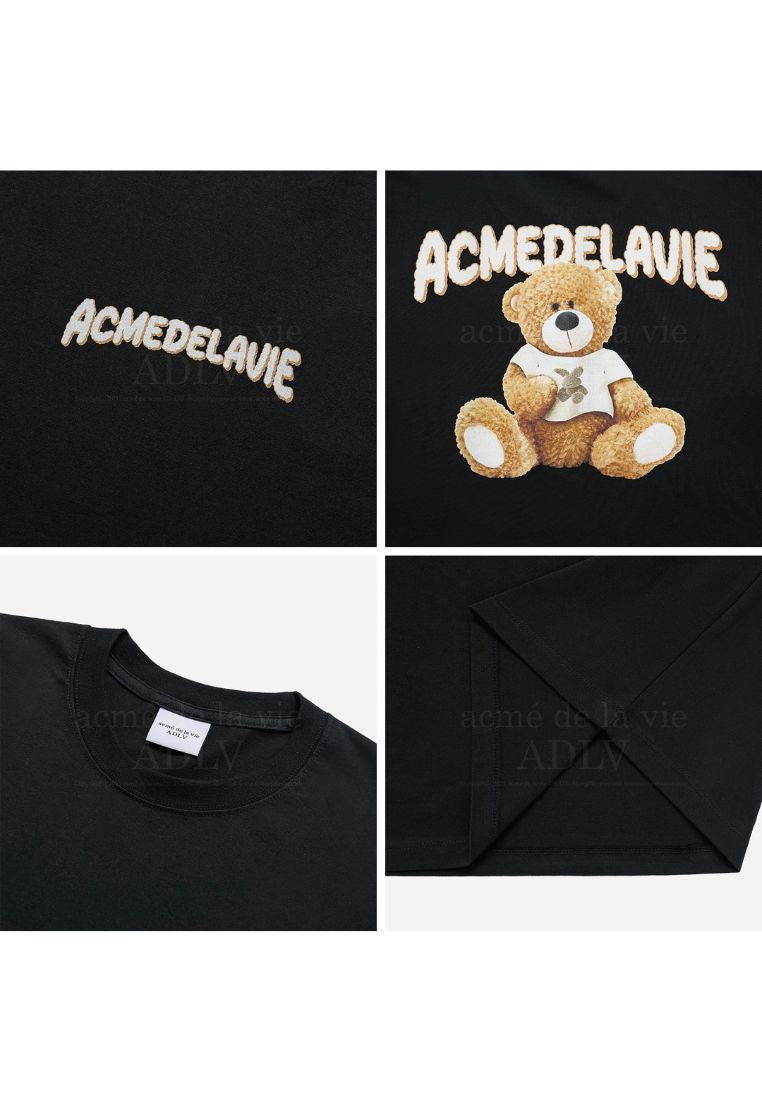 Rabbit T-Shirt Bear Short Sleeve T-Shirt Black