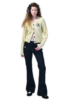 Raccoon Blended Cardigan V Neck Lemon Navy
