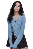 Raccoon Blended Cardigan V Neck Spade Mint