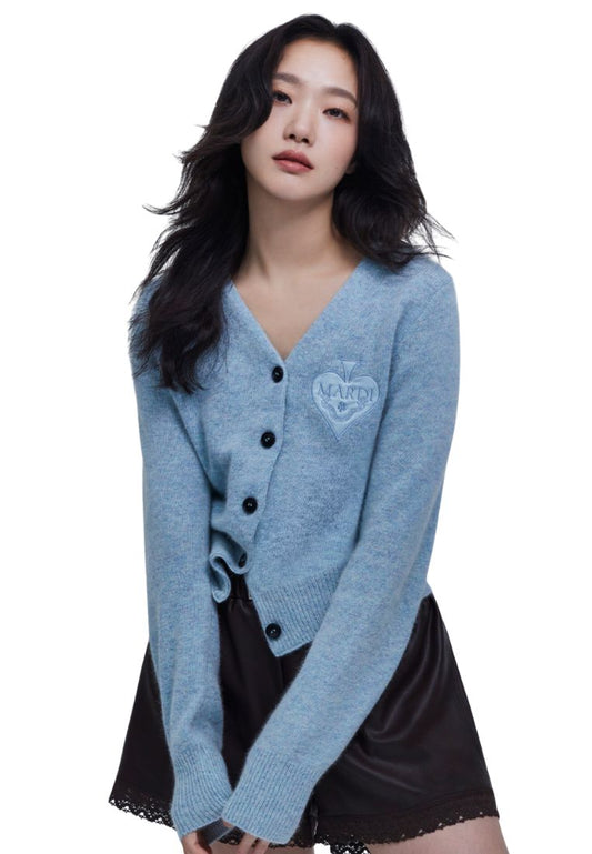 Raccoon Blended Cardigan V Neck Spade Mint