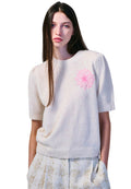 Raccoon Blended Top Short Sleeve Ivory Pink