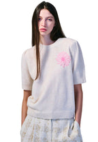 Raccoon Blended Top Short Sleeve Ivory Pink