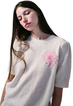 Raccoon Blended Top Short Sleeve Ivory Pink