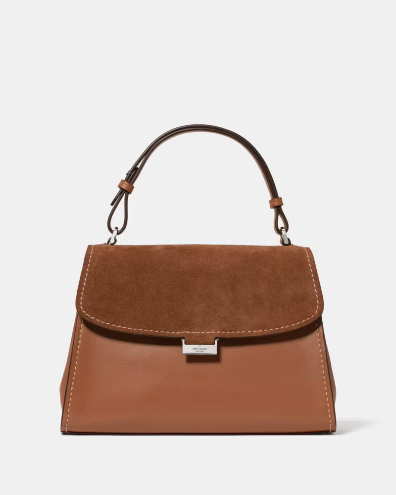 Riley Suede Top Handle Bag Warm Gingerbread