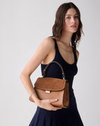 Riley Suede Top Handle Bag Warm Gingerbread