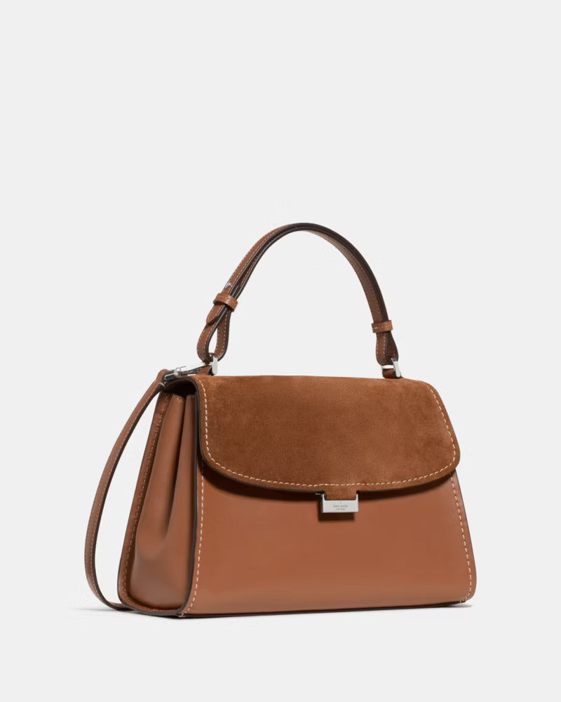 Riley Suede Top Handle Bag Warm Gingerbread