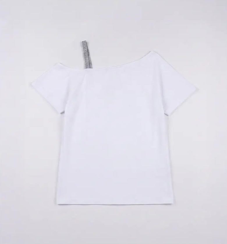 Rola Cat Friends Off Shoulder T-Shirt White