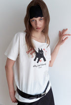 Rola Cat Friends Off Shoulder T-Shirt White