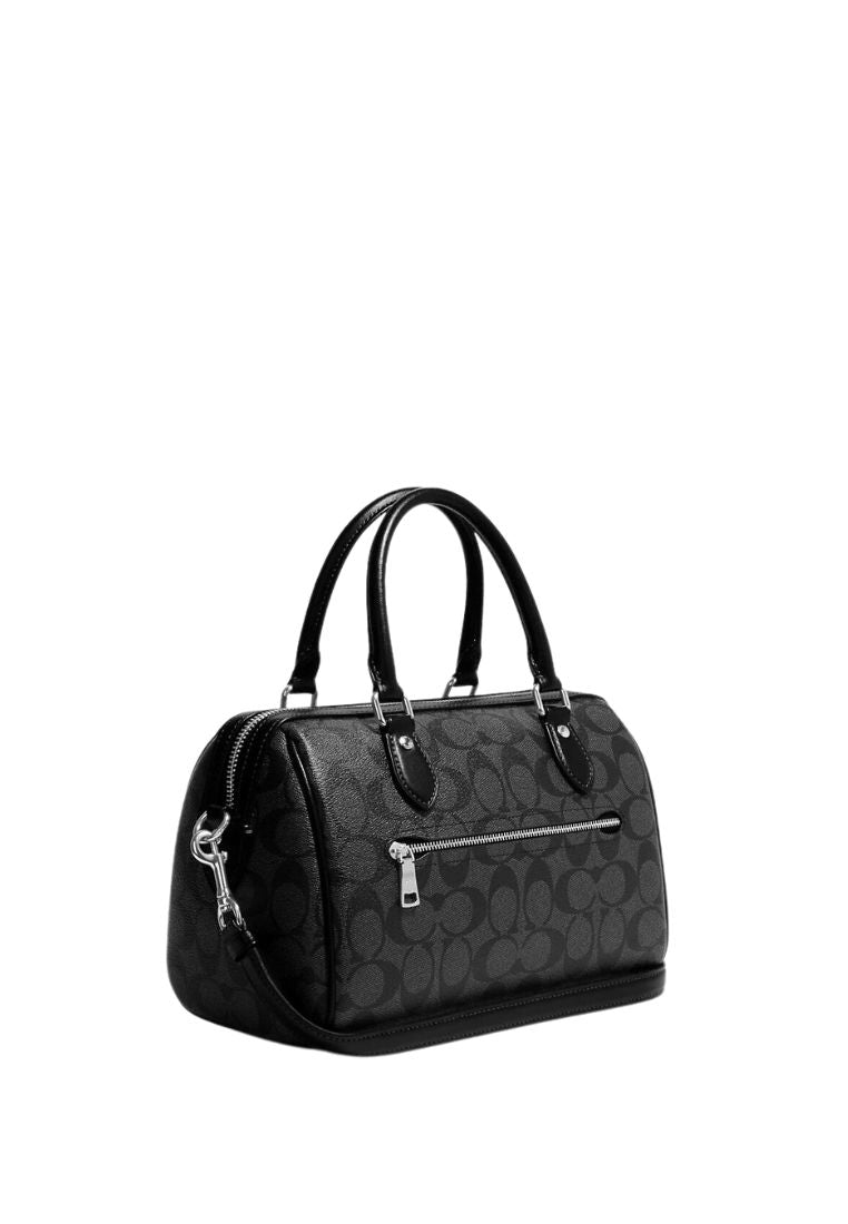 Rowan Satchel In Signature Canvas Graphite Black