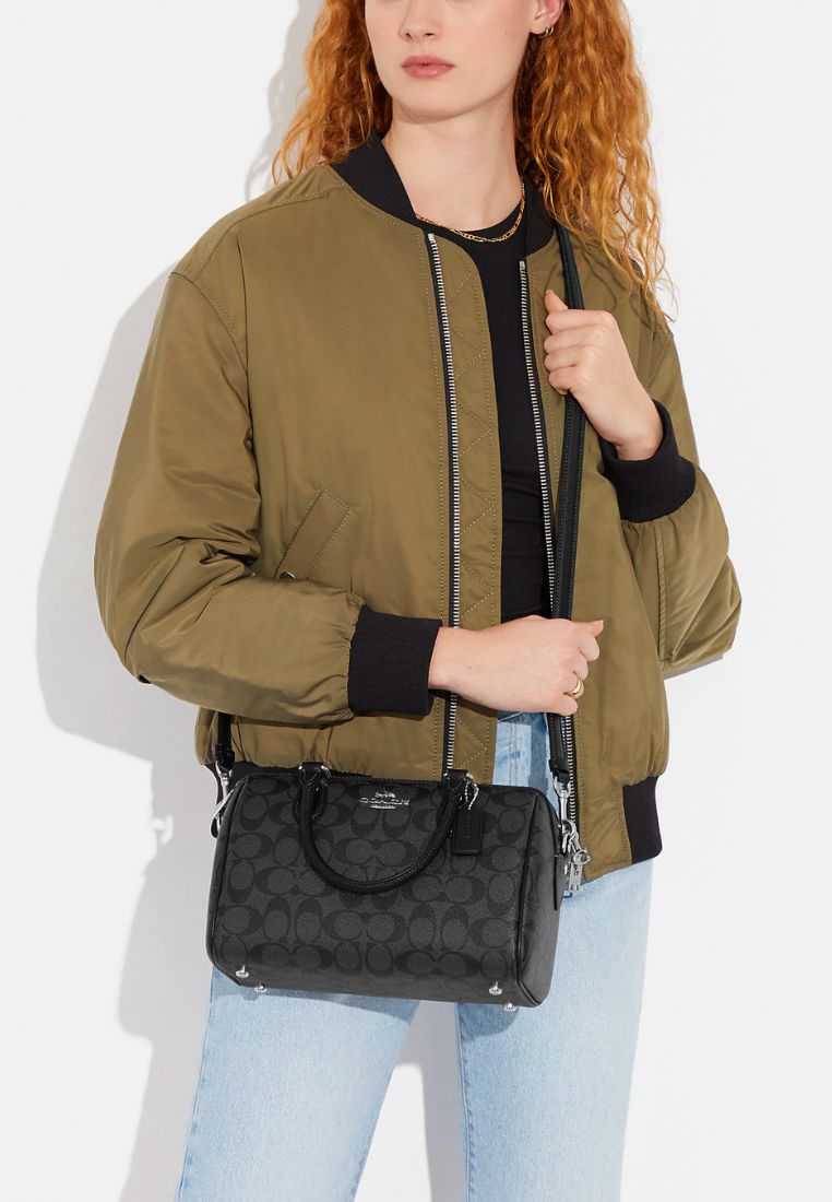 Rowan Satchel In Signature Canvas Graphite Black