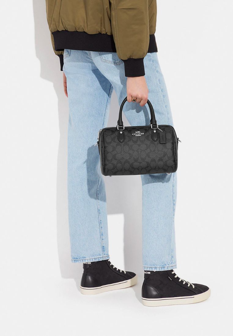 Rowan Satchel In Signature Canvas Graphite Black