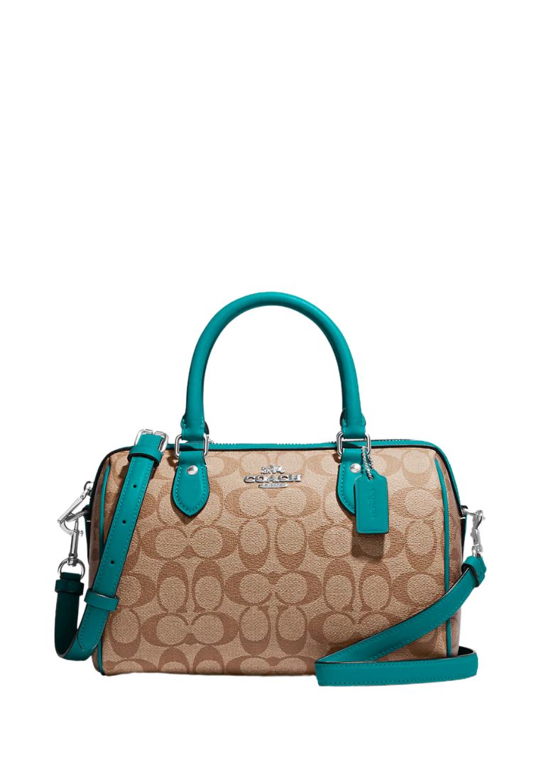 Rowan Satchel In Signature Canvas Khaki Teal