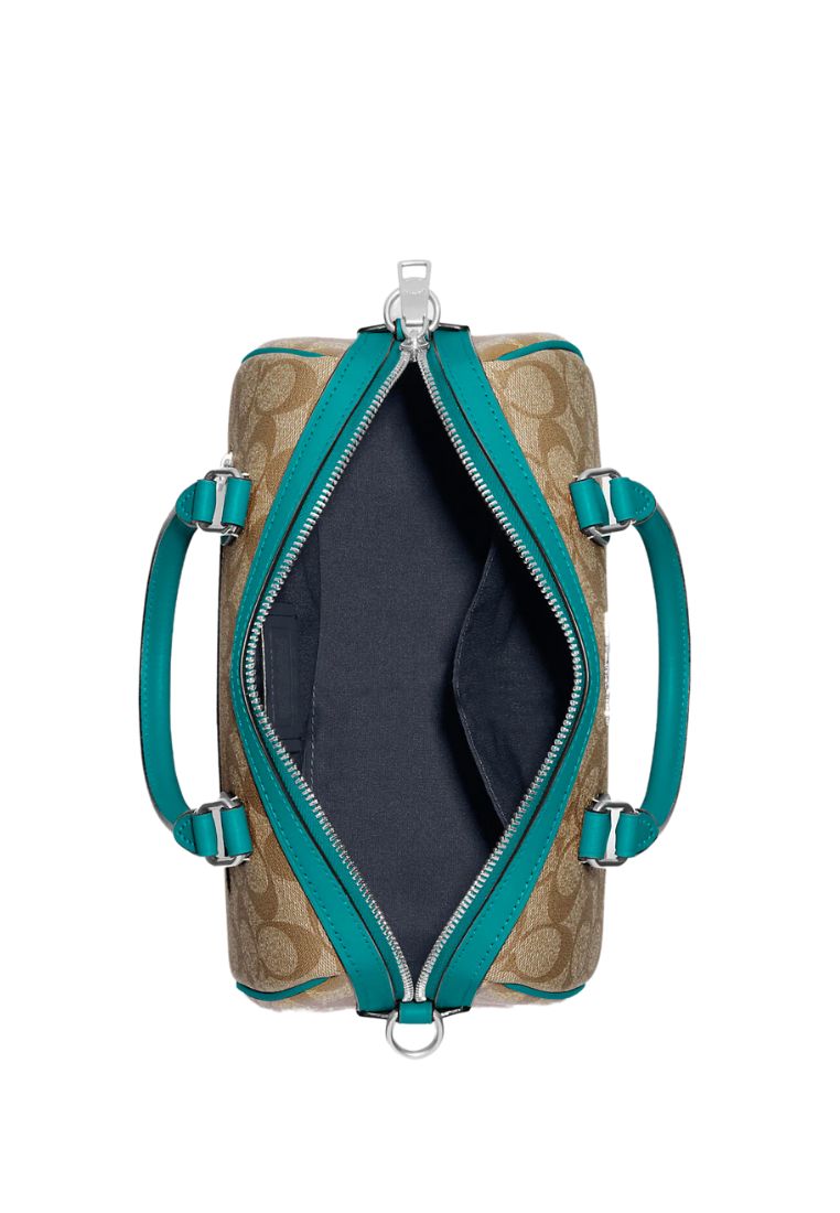 Rowan Satchel In Signature Canvas Khaki Teal