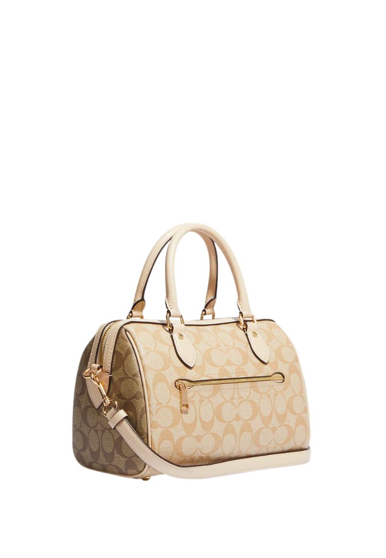 Rowan Satchel In Blocked Signature Canvas Light Khaki Multi