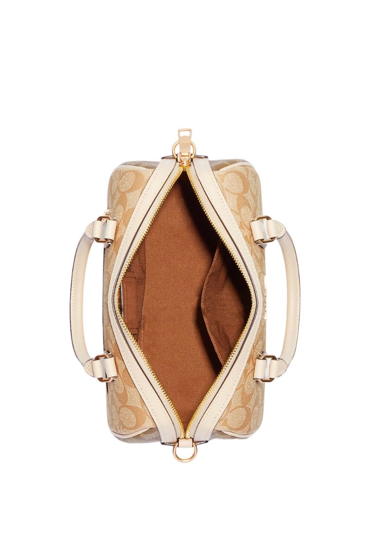 Rowan Satchel In Blocked Signature Canvas Light Khaki Multi