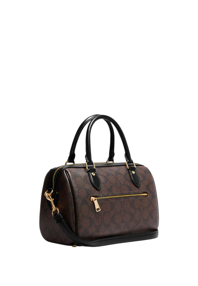 Rowan Satchel In Signature Canvas Brown Black