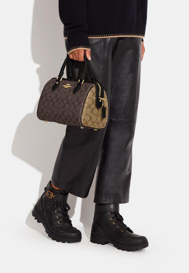 Rowan Satchel In Signature Canvas Brown Black