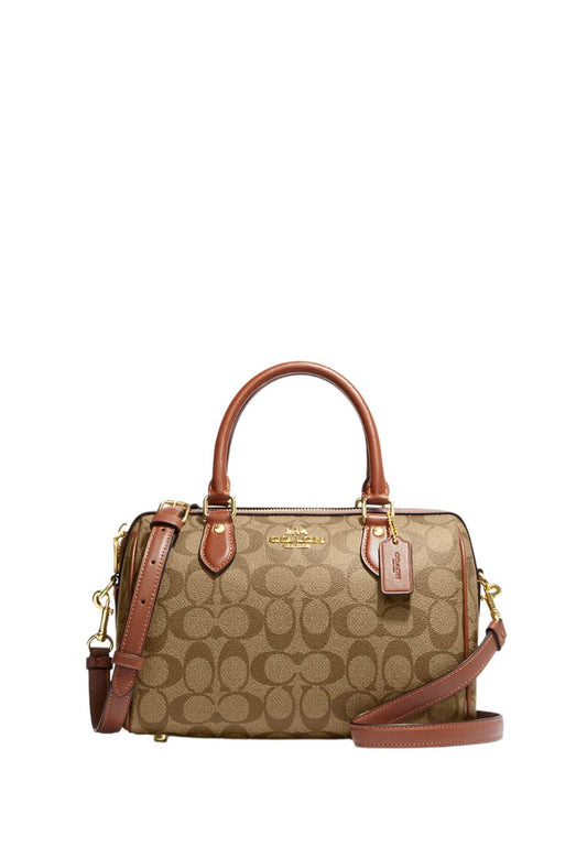 Rowan Satchel In Signature Canvas Khaki Saddle 2