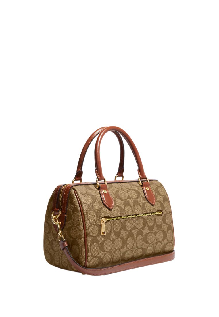 Rowan Satchel In Signature Canvas Khaki Saddle 2