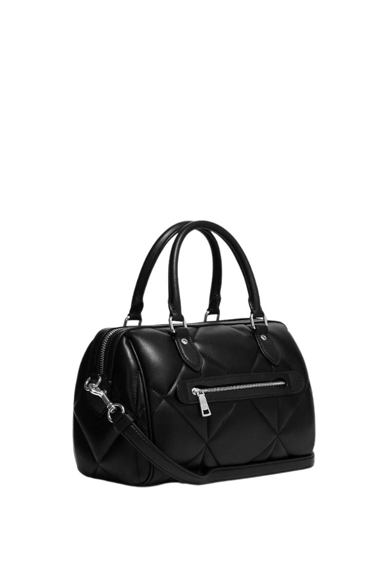 Rowan Satchel With Puffy Diamond Quilting Black