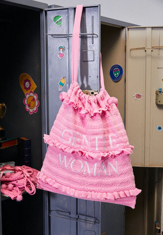 Ruffle Knit Bag Pink