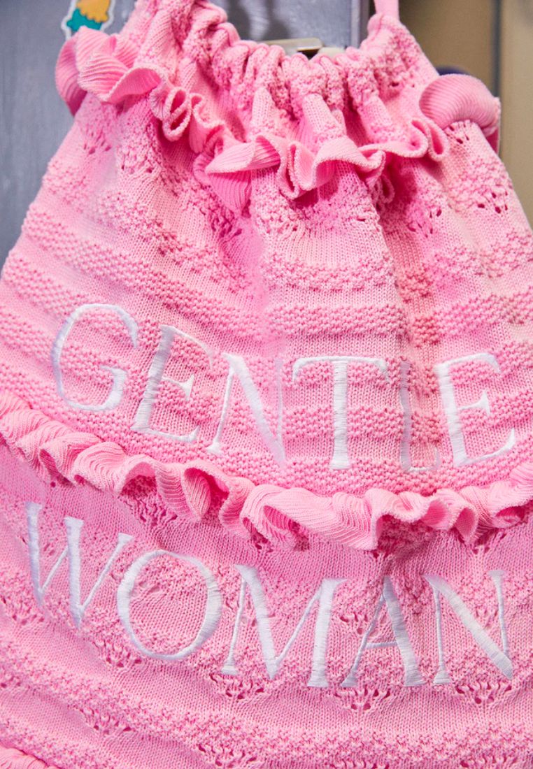 Ruffle Knit Bag Pink