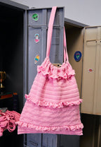 Ruffle Knit Bag Pink