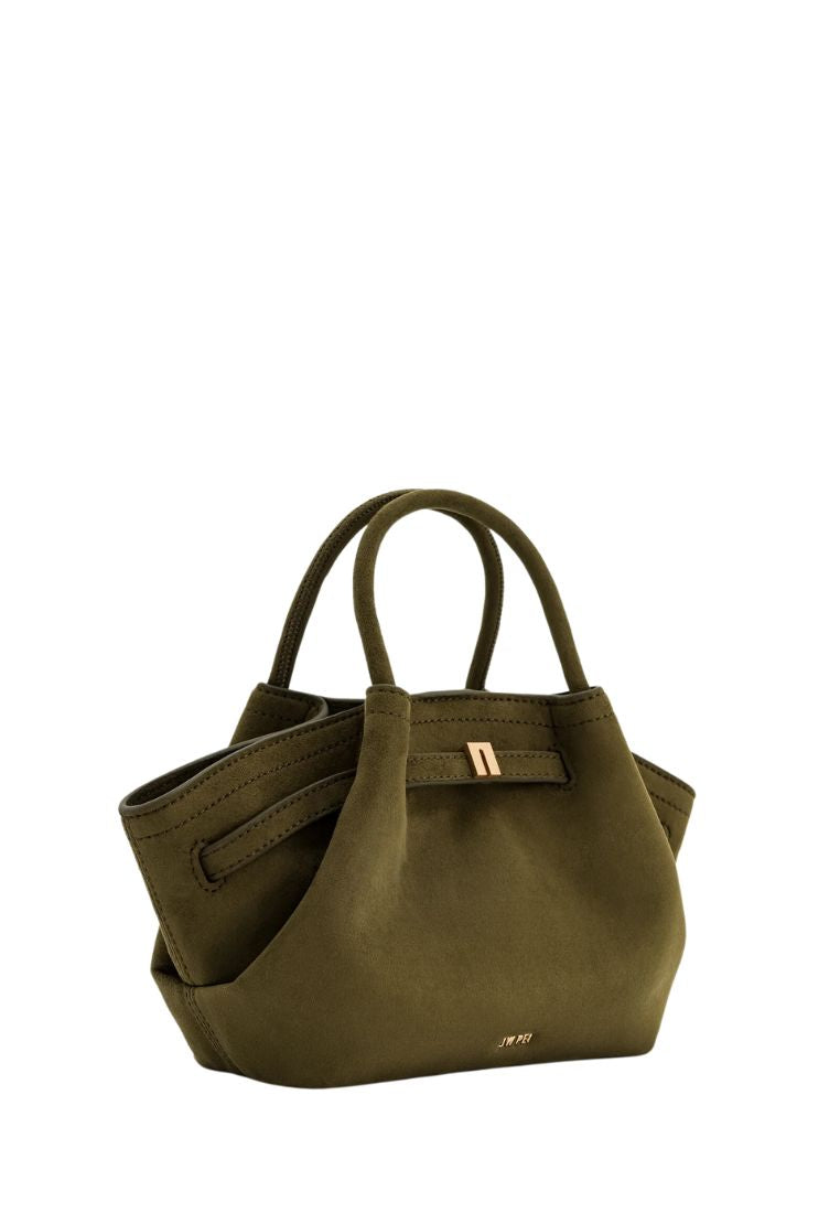 Hana Mini Faux Suede Tote Bag - Dark Olive