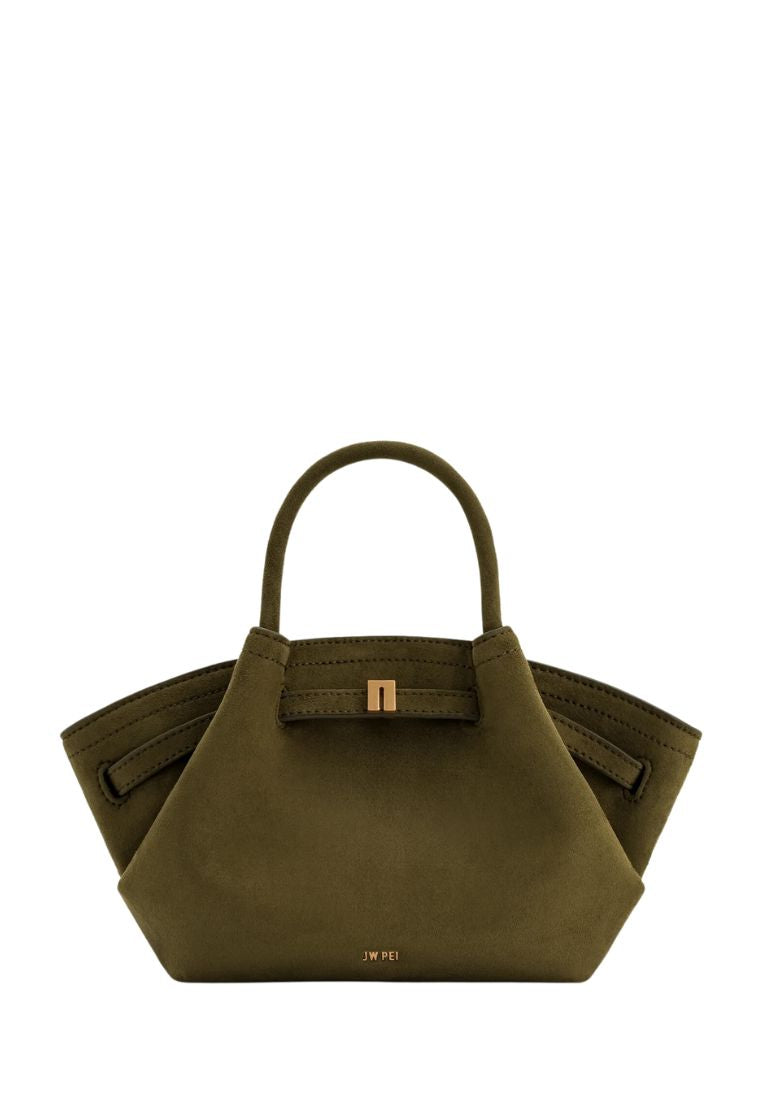 Hana Mini Faux Suede Tote Bag - Dark Olive