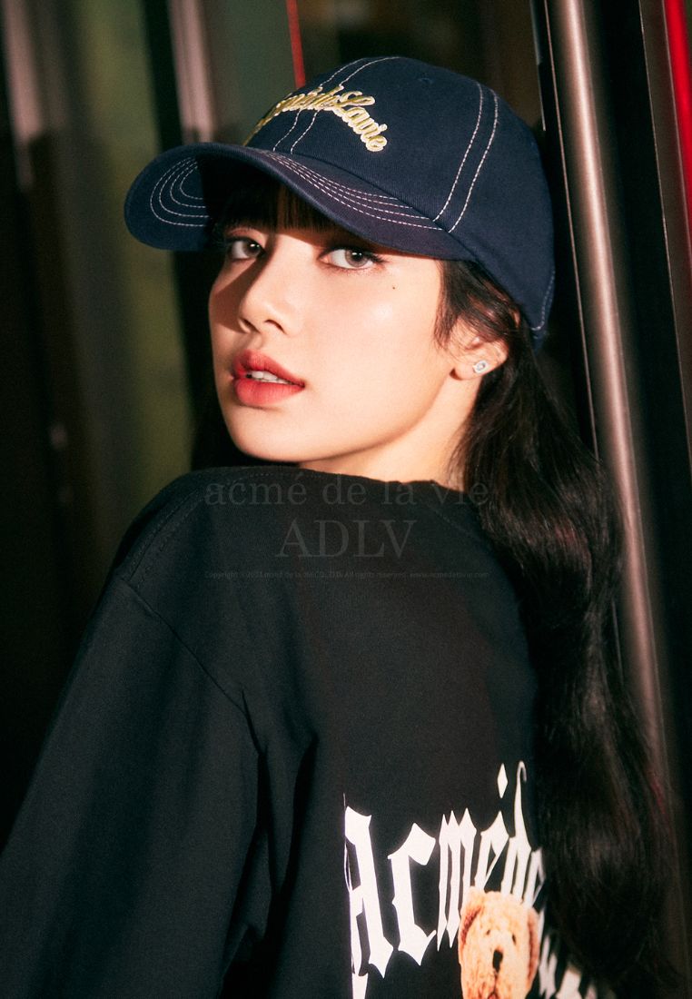 Script Logo Color Embroidery Ball Cap Navy