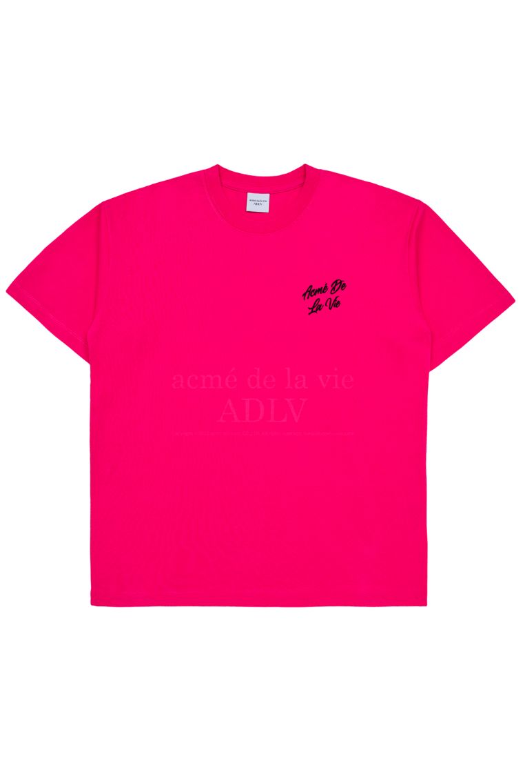 Script Logo Printing Short Sleeve T-Shirt Pink