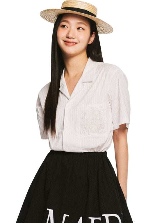 Shirt Half Sleeve Stripe Bon Voyage White Beige