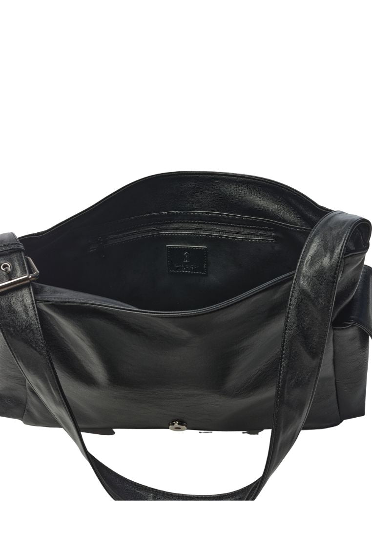 Side Pocket Messanger Bag L Nappa Black