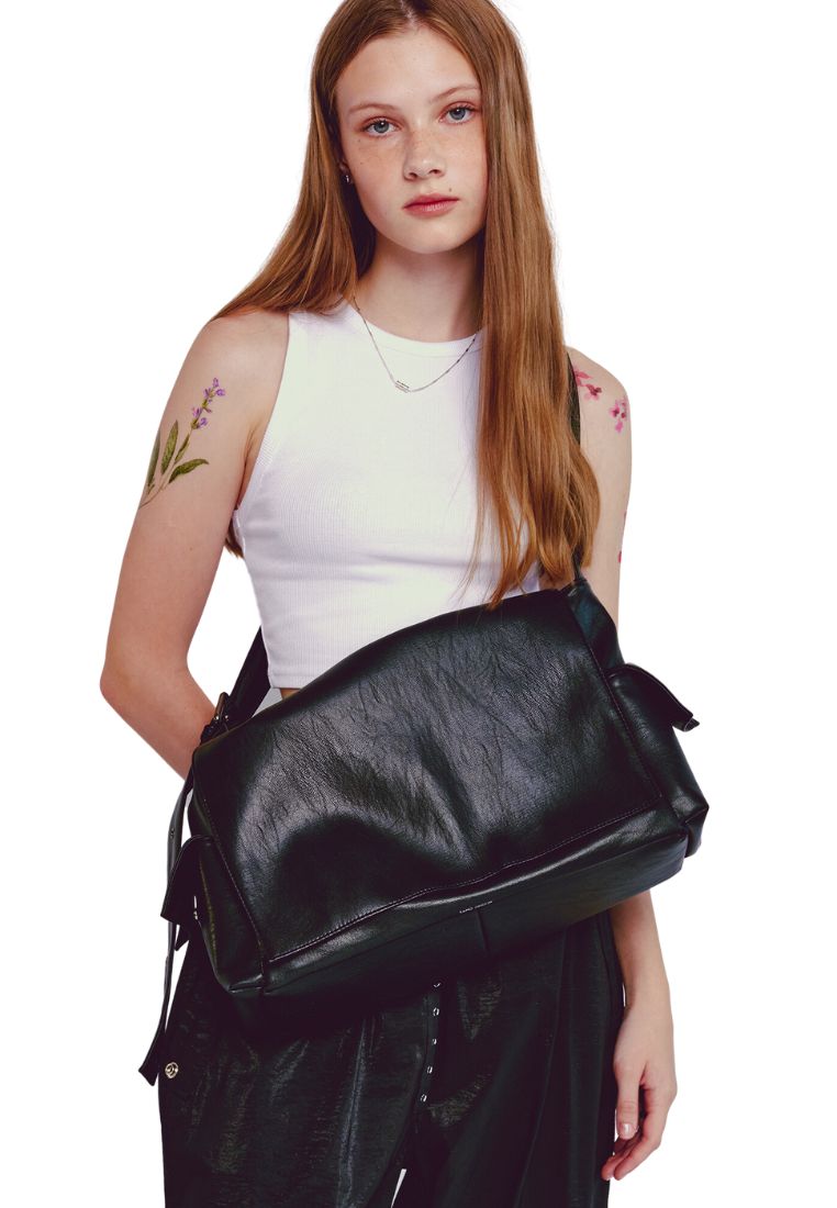 Side Pocket Messanger Bag L Nappa Black