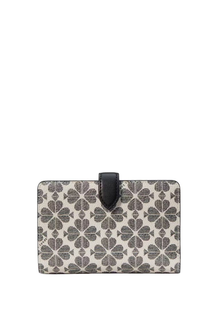Signature Spade Flower Medium Compact Bifold Wallet Black Multi