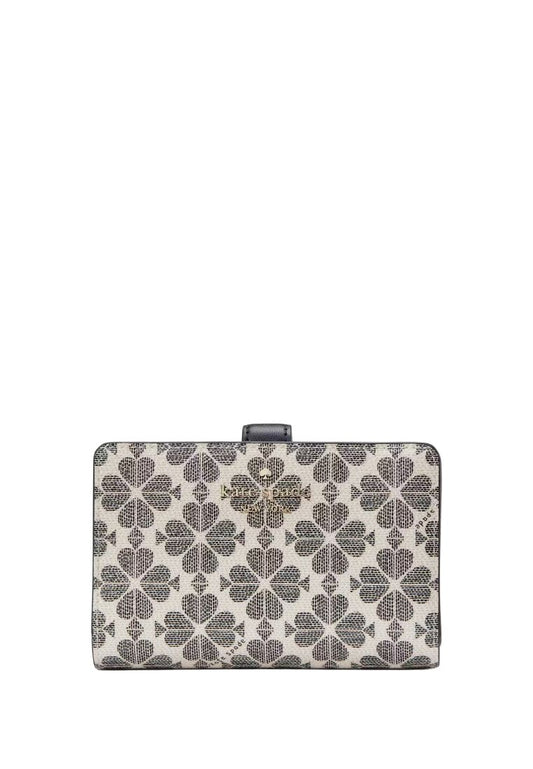 Signature Spade Flower Medium Compact Bifold Wallet Black Multi