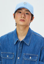 Logo Accent Cotton Baseball Cap Sky Blue