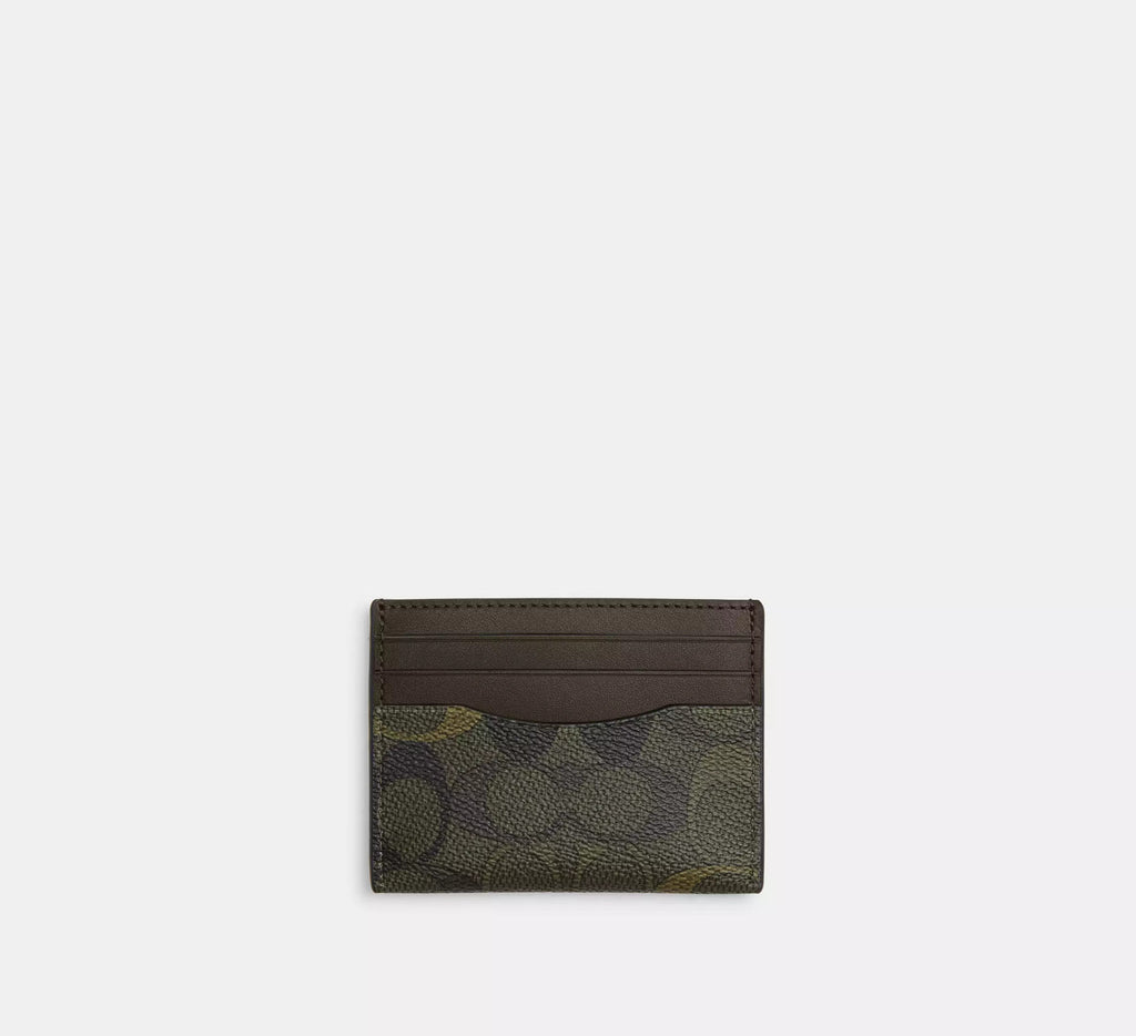 Slim Id Card Case In Signature Camo Print Green