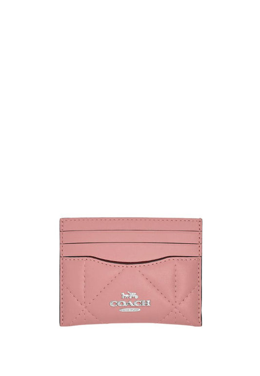 Slim Id Card Case With Puffy Diamond Quilting Light Pink