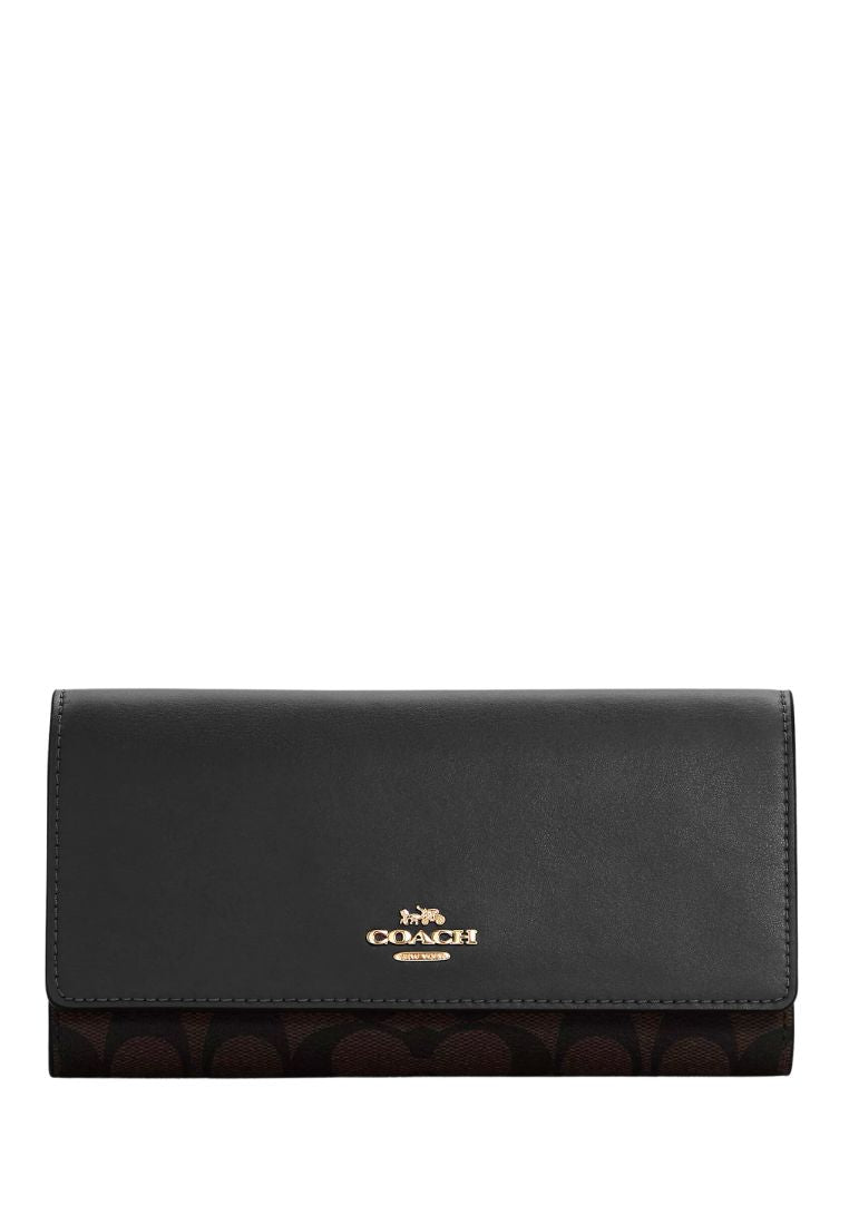 Slim Trifold Wallet In Signature Canvas Brown Black