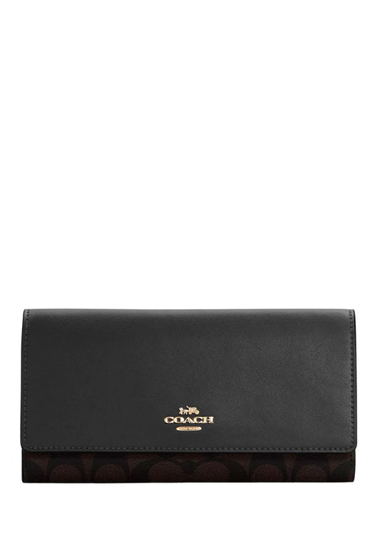 Slim Trifold Wallet In Signature Canvas Brown Black