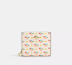 Snap Wallet With Floral Print And Charm Gold Chalk Multi