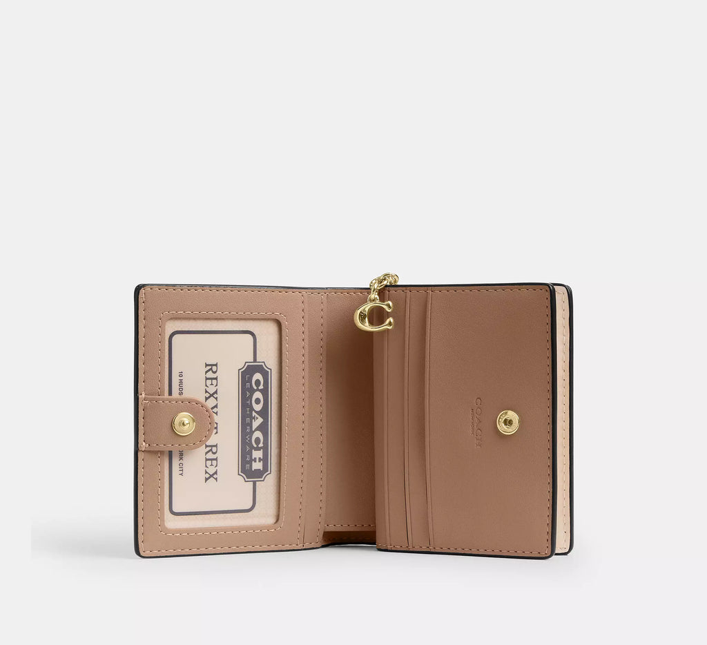 Snap Wallet With Floral Print And Charm Gold Chalk Multi