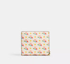 Snap Wallet With Floral Print And Charm Gold Chalk Multi