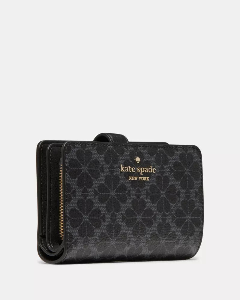 Spade Flower Medium Bifold Wallet Black