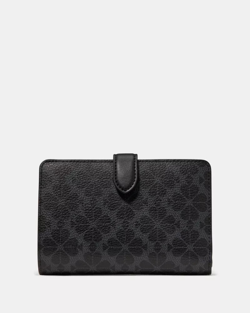 Spade Flower Medium Bifold Wallet Black