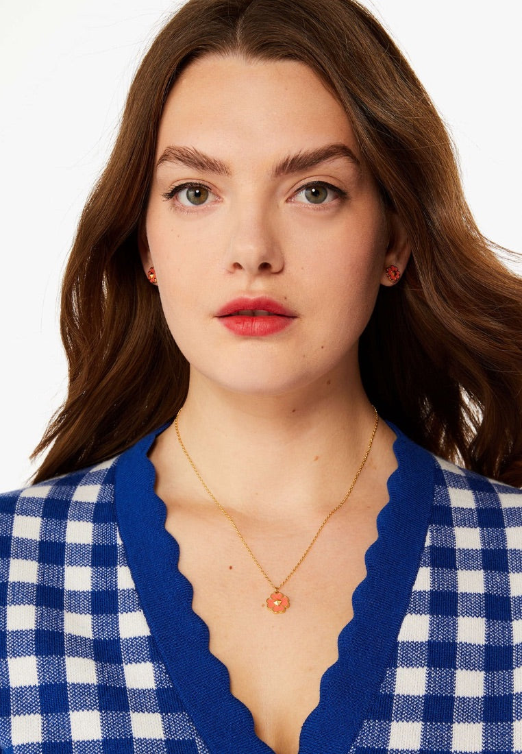 Spades & Studs Enamel Mini Pendant Coral