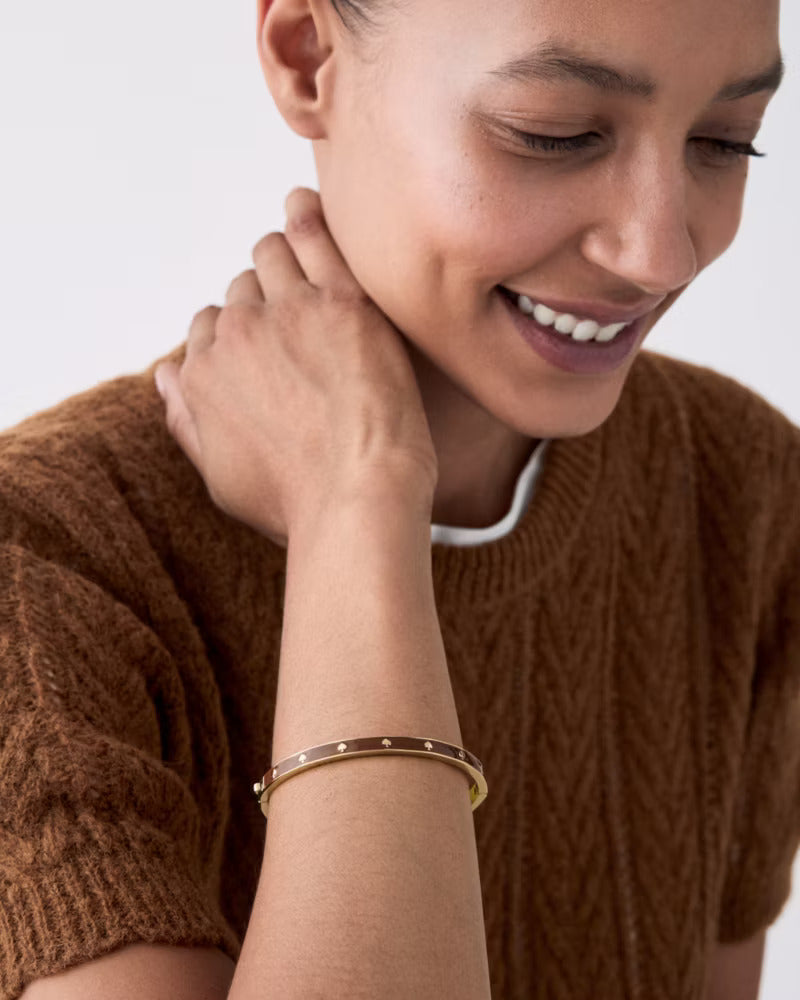 Spot The Spade Enamel Hinged Bangle Chocolate Truffle